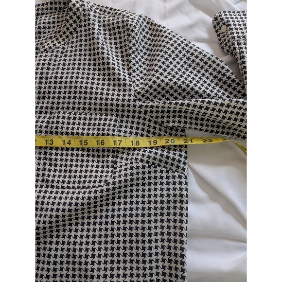 Talbots Shirt Womens M Black White Star Chevron Half Button Top Blouse Corpcore - Picture 11 of 12